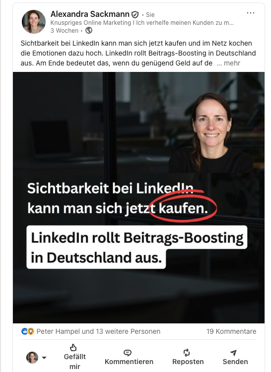 Erfolgreicher LinkedIn Beitrag Beispiel